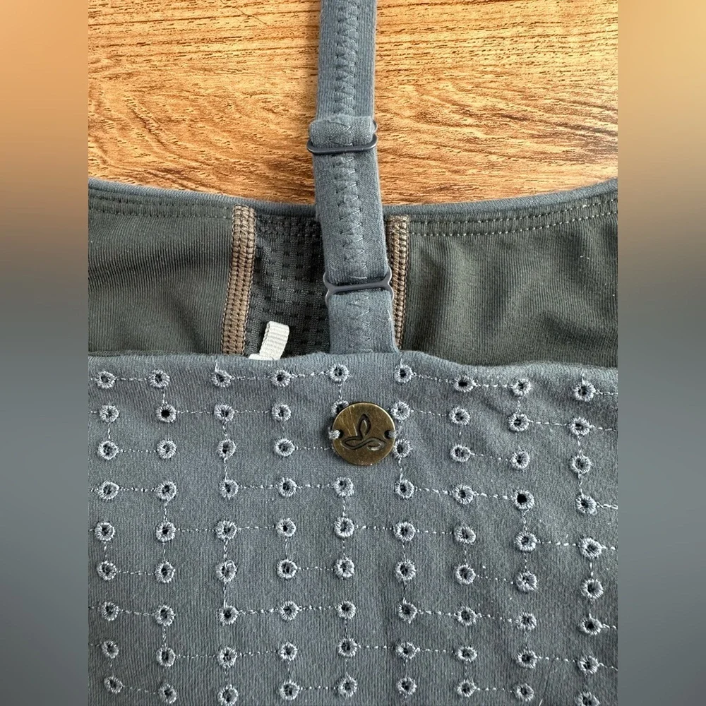 PrAna Faro Bralette Sports Bra in Chalkboard. Eyelet designs. Small. Like New. - Picture 6 of 11